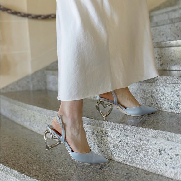 Badgley Mischka Lucille Heart Heel Slingback Pumps - Picture 2 of 14